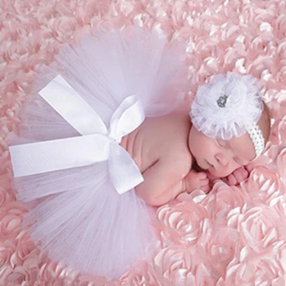 White 2 piece TuTu Skirt with headband